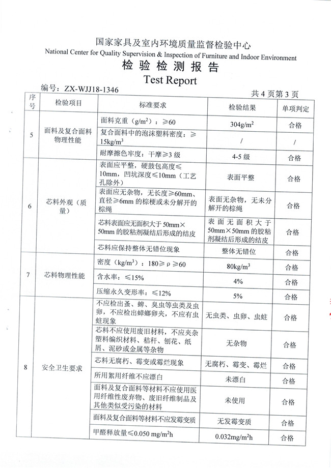 最新認(rèn)證｜光明椰棕床墊檢測報告發(fā)布，全部項目合格！